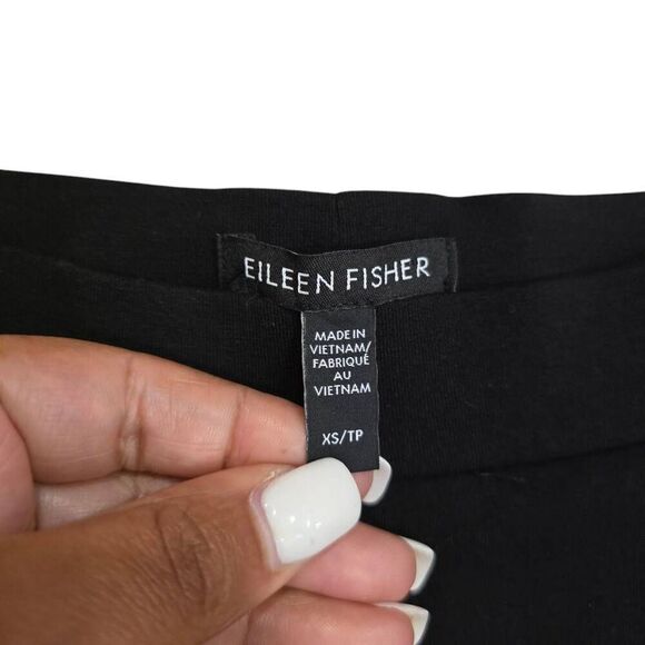 Eileen Fisher Ankle Pants Women's XS Black Pull On Slash Elastic Waist Stretch - Picture 5 of 7